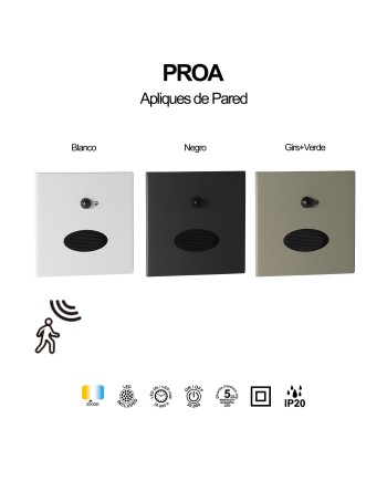 PROA * BAÑADOR PARED LED 3W 3000K BLANCO
